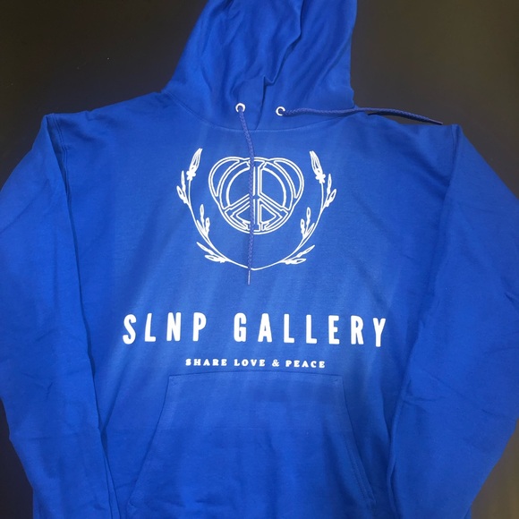 SLNP Gallery Share Love & Peace Lightweight Blue Hoodie - Picture 1 of 4